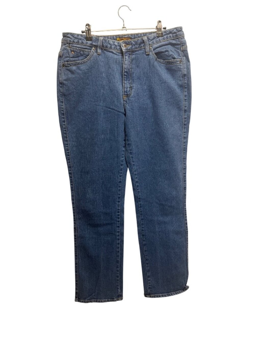 Aura Womens Medium Wash Straight-Leg Jeans With Five Pockets And Contrast Stitch